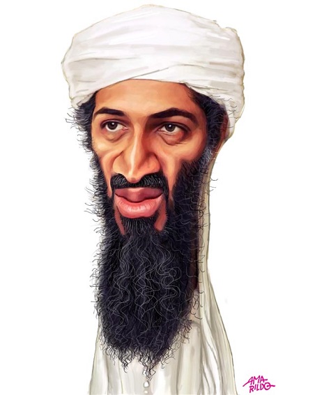 Carricatura do terrorista saudita Osama Bin Laden, feita por Amarildo.