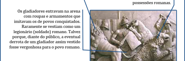 Representação de luta entre gladiadores e feras